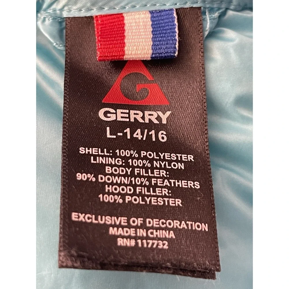 Gerry  Light Puffer Jacket  Ocean Aqua Color Packable Girls‎ Size 14-16
